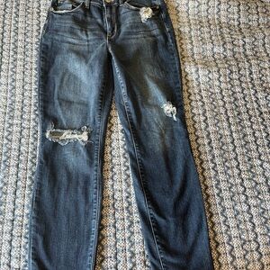 Judy Blue Dark Wash Distressed Straight Leg Jeans